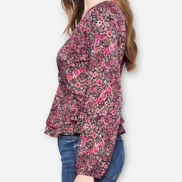 Kaileigh X Stitch Fix Cairo Front Twist Detail Knit Top Floral NWT - Picture 12 of 13